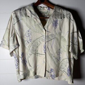Tommy Bahama Hawaiian Shirt Women’s Crop Floral Silk XL